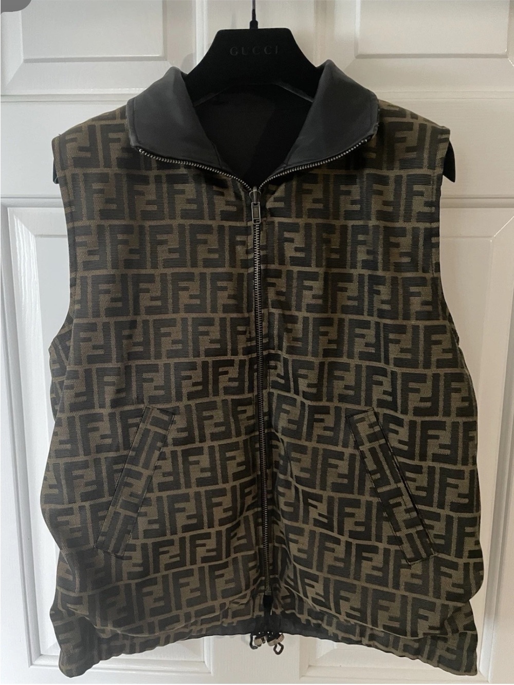 Women’s Fendi Zucca Vest 90s Vintage Reversible Black/Brown See Pics!